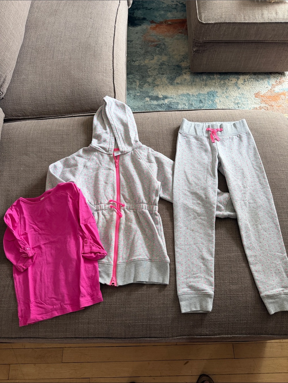Gymboree Pink & Heather Gray 3-Piece Girls Pajama Set